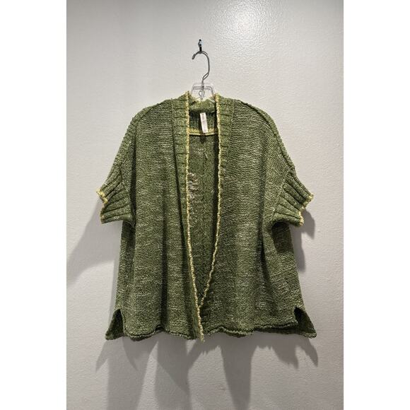 Daily Practice Size M L Palm Frond Wrap Cardigan Sweater Anthropologie Boho Knit - Picture 2 of 9